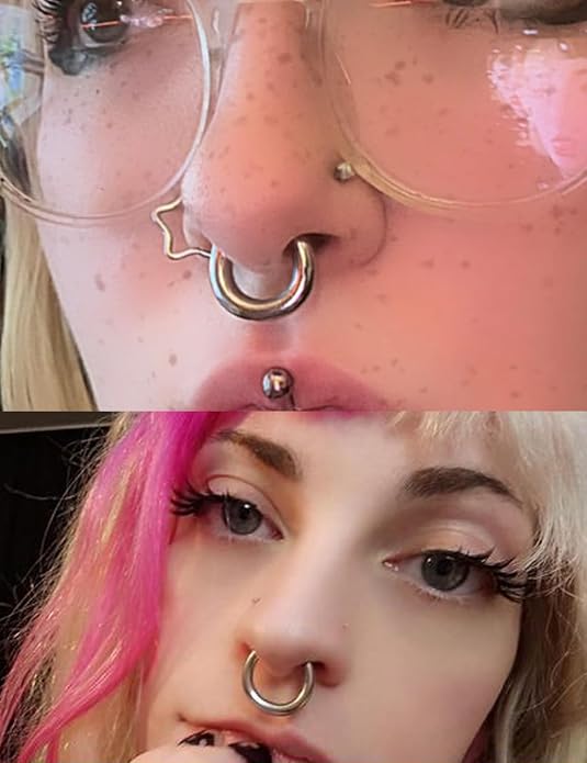 20G-2G Surgical Steel Hinged Clicker Septum Nose Rings Gauges Earrings Seamless Hoops Eyebrow Lip Ring Cliker Helix Tragus Daith Rook Earrings for Women Men