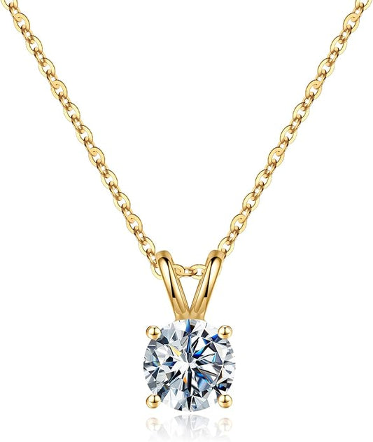 SMILEST Birthstone Necklaces for Women Mom Wife, 1ct Sparkle Round Cut Birthstone Pendant 925 Sterling Silver Necklace Anniversary Birthday Gifts for Women Mom Wife Friend