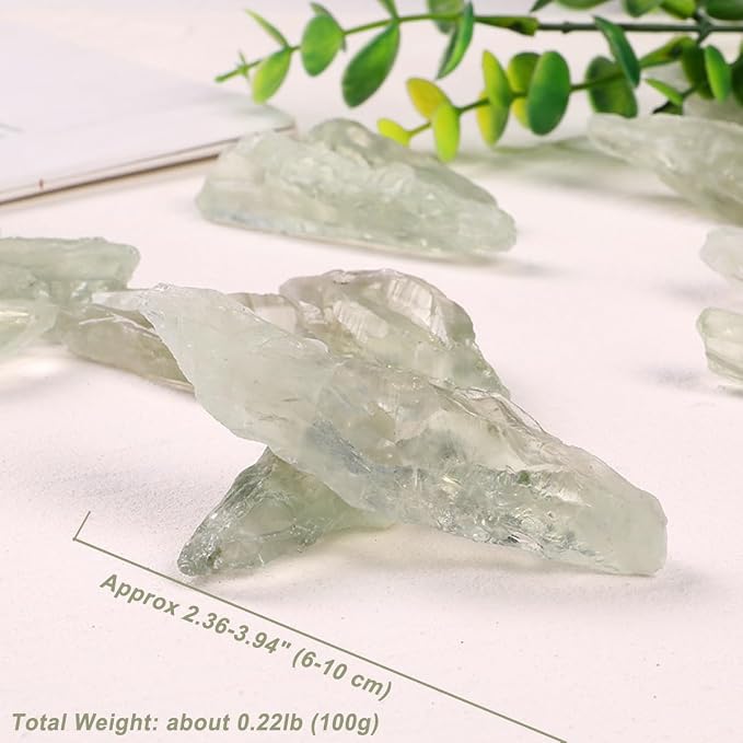 Erliway 0.22 lbs Green Quartz Crystals Bulk, 2.36-3.94" Raw Green Quartz Crystal Wands, Irregular Shape Rough Quartz Crystal Points for Meditation Yoga Reiki Balancing Wire Wrapping