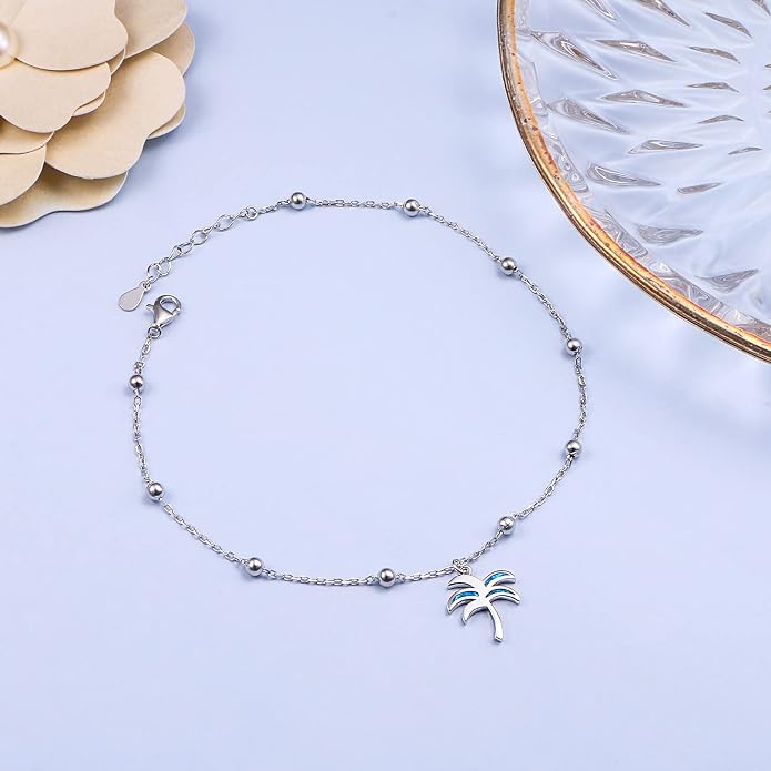 DAOCHONG Anklet for Women S925 Sterling Silver Adjustable Foot Chain Ankle Bracelet Anklets Jewelry