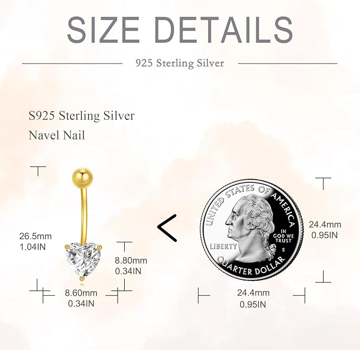 Dangle Clicker Belly Button Ring for Women Surgical Sterling Silver Belly Ring Simple Reverse Navel Rings Body Jewelry