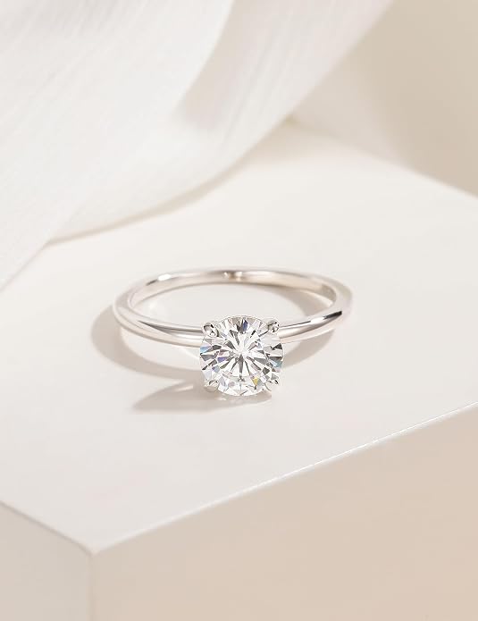EAMTI 1.5CT 925 Sterling Silver Engagement Rings Round Cut Solitaire Cubic Zirconia CZ Wedding Promise Rings for Her Wedding Bands for Women Size 3-11