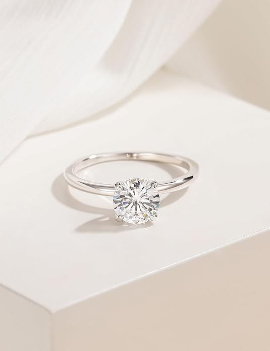 EAMTI 1.5CT 925 Sterling Silver Engagement Rings Round Cut Solitaire Cubic Zirconia CZ Wedding Promise Rings for Her Wedding Bands for Women Size 3-11