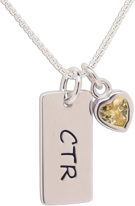 Cherished Moments Girl's .925 Sterling Silver CTR Bar Necklace with Simulated Birthstone Heart Charm