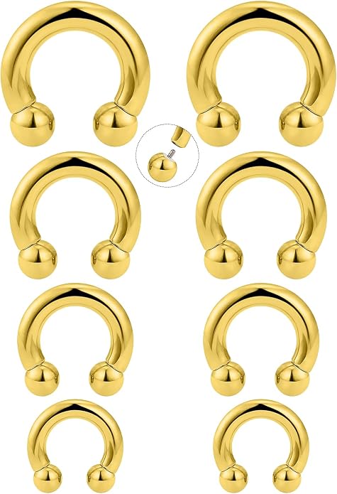 20G-00G Septum Rings Ear Gauges Earrings Stretching Kit 316L Surgical Steel Horseshoe Septum Pa Piercing Jewelry for Women 10mm 12mm 14mm 16mm