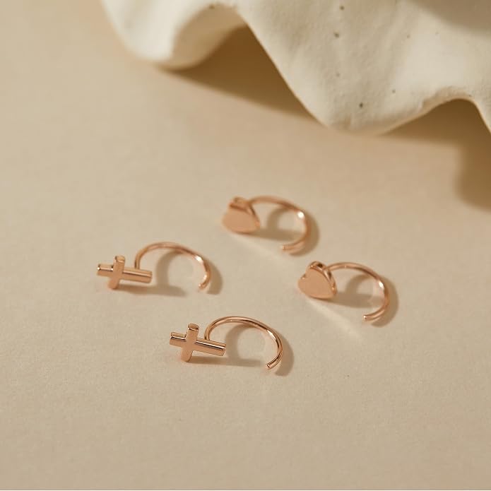 CHIC & ARTSY 925 Sterling Silver Half Hoop Earrings for Women, Small Huggie Hoops Set with Ball Bar Star Moon Cross & Pearl, Lightweight Comfort Fit Everyday & Sleep Earrings
