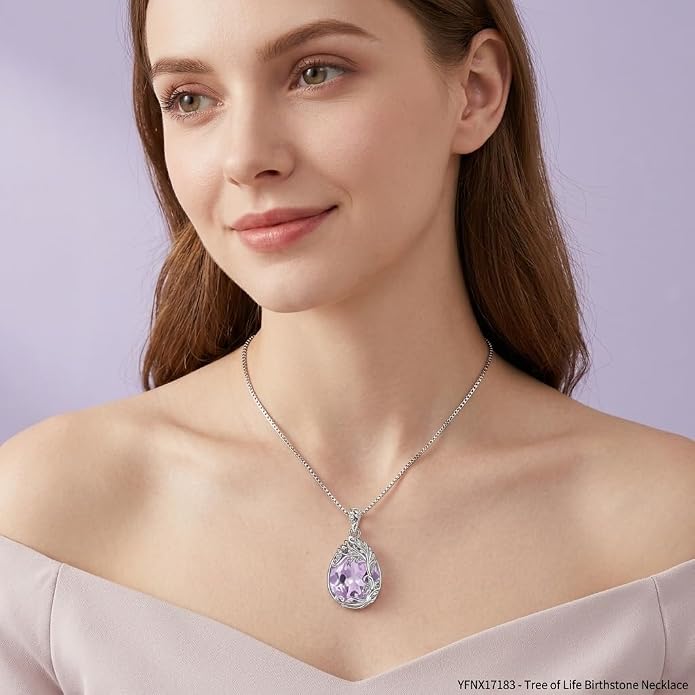Teardrop Moonstone Necklace for Women Tree of Life/Filigree Birthstone Pendant Necklace Jewelry