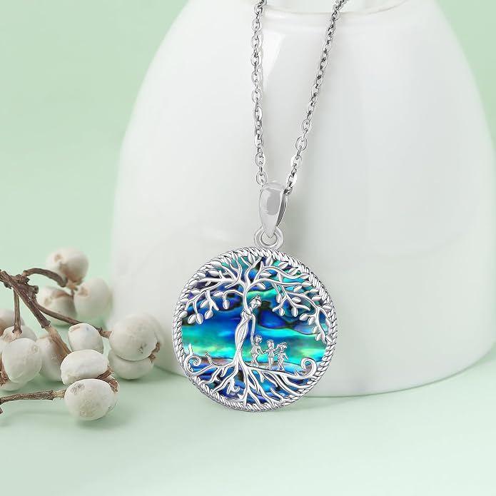 Odinstone Tree of Life Necklace, Sterling Silver Pendant for Women Family Tree Necklaces Jewelry for Mom/Wife/Grandma(With Fine Gift Box)