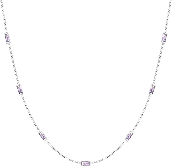 LOUISA SECRET Birthstone Necklaces for Women, 14K Gold Plated Dainty Simple Necklace, 925 Sterling Silver Birthday Anniversary Jewelry Gift for Women Mom Mother