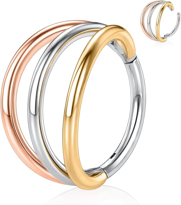 316L Surgical Steel Septum Clicker Ring Nose Ring Hoop Sleeper Hoop Earring Helix Rook Conch Cartilage Daith Tragus Earrings Lobe Nose Piercing Jewelry for Women