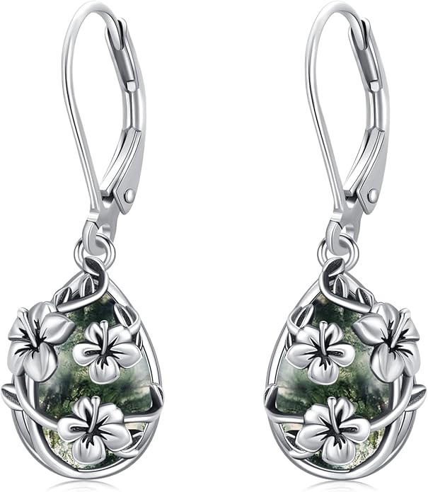 Flower Earrings 925 Sterling Silver Flower Teardrop Leverback Dangle Earrings Jewelry Gifts for Women Girls