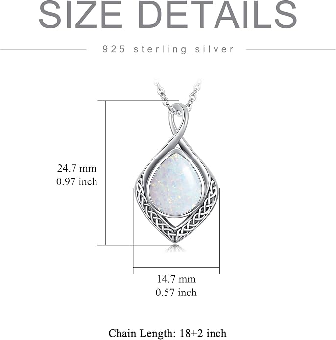 PELOVNY Celtic Knot Necklaces for Women 925 Sterling Silver Gemstone/Birthstone Teardrop Infinity Necklace Irish Celtic Pendant Jewelry Gifts for Mom Daughter Wife
