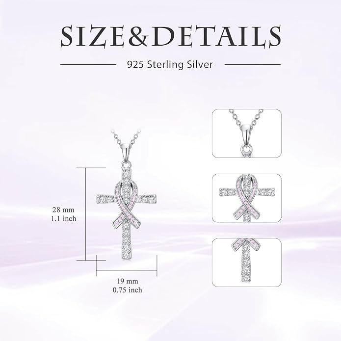 HPQQ Cross Necklace 925 Sterling Silver Turquoise Tree of Life Celtic Knot Cross Pendant Jewelry Mother's Day Gifts for Women