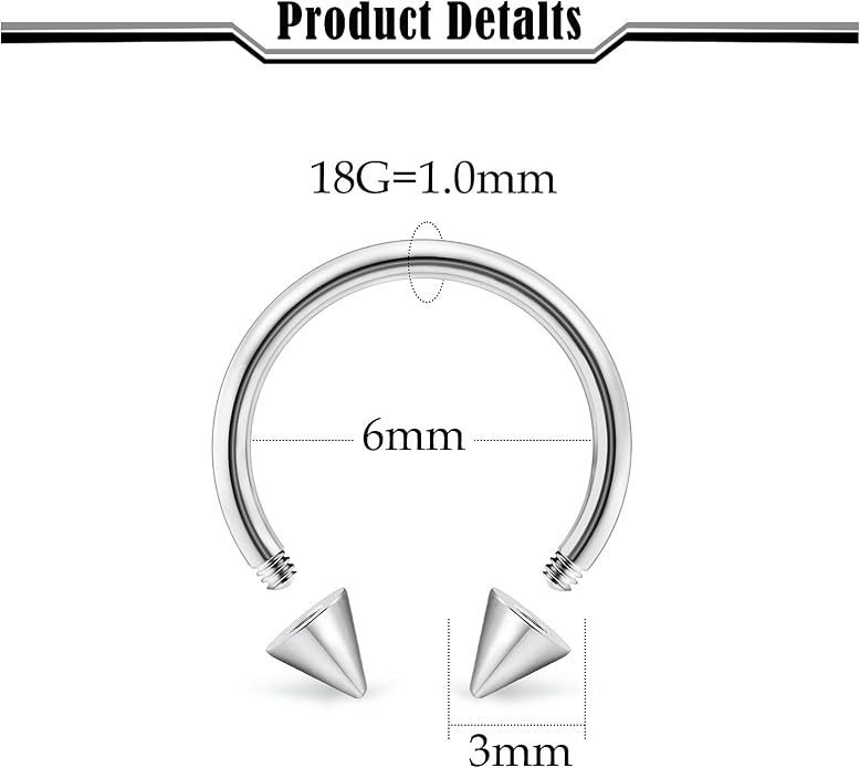 20G-2G ASTM F136 Titanium Septum Rings Nose Ring Hoops Circular Barbell Helix Snug Tragus Rook Daith Cartilage Earring Sneke Bites Lip Ring Hoop Smiley Piercing Jewelry for Women Men 6mm-19mm