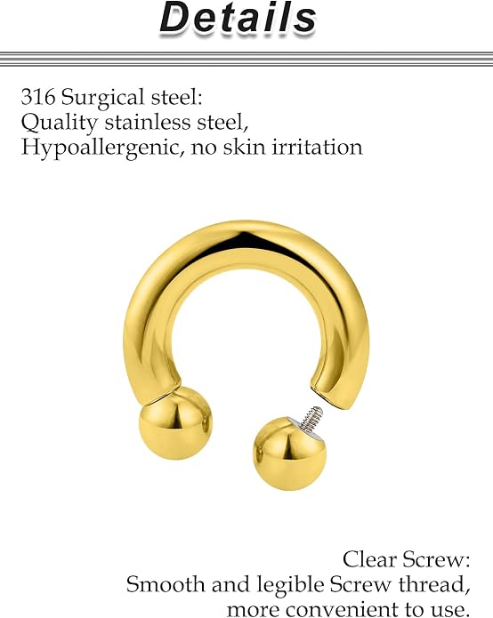 00G 0G 2G 4G 6G 8G 10G 12G 14G 16G Septum Rings Silver Black Surgical Steel Heavy Gauges Earrings Stretching kit Eyebrow Lip Septm Nose Rings Helix Tragus Daith Rook Earrings Hoops 10mm-19mm