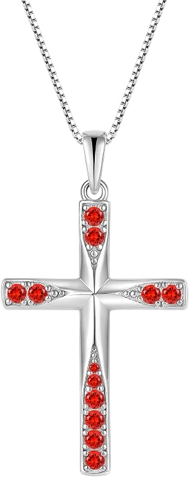 Cross Necklace for Women Birthstone Necklace for Women 925 Sterling Silver