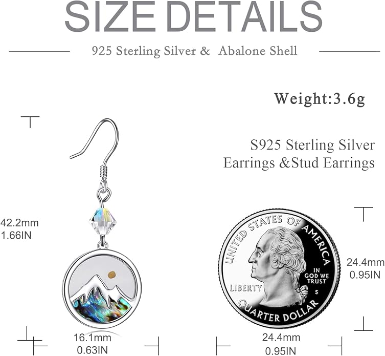 AOBOCO Mustard Seed Earrings for Women Sterling Silver Mountain Cross Earrings Dangle Christian Religion Jewelry Mothers Day Birthday for Mom Wife Friends
