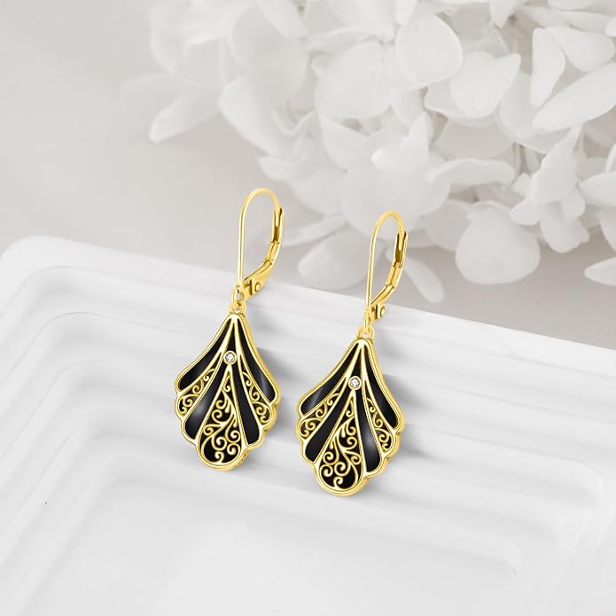 Abalone Shell Dangle Drop Earrings for Women 925 Sterling Silver Filigree Bohemian Earrings Jewelry Gift