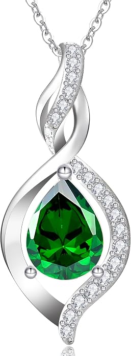 RIVIKO Valentines Day Gifts for Her-Infinity Birthstone Necklace for Women,925 Sterling Silver Teardrop Necklace, Womens Jewelry Birthday Gifts for Women Friend Her Mom Wife Lady