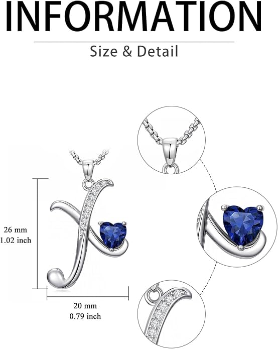 Birthday Gifts for Women Alphabet A to Z Initial Birthstone Pendant Necklaces for Women - 18k White Gold Plated Personalized Name Jewelry Anniversary Graduation Gifts for Wife Her Daughter Girlfriend(with Gift Box)