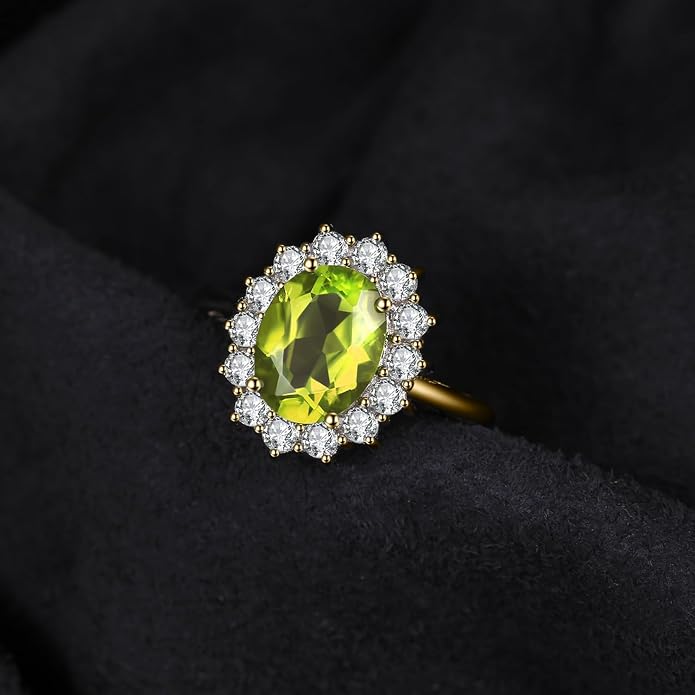 JewelryPalace Princess Diana Kate Middleton Class Gemstone Birthstone Sapphire Halo Engagement Rings for Women, Anniversary 14K White Yellow Rose Gold Plated 925 Sterling Silver Promise Rings for Her