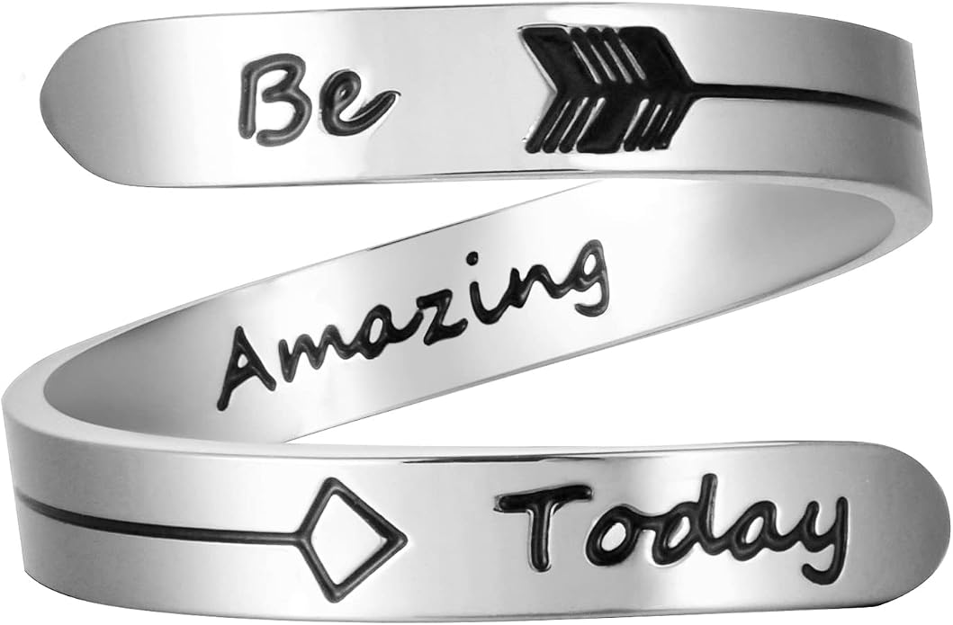 Vrycot Adjustable silvery Inspirational Stainless Steel Adjustable Bands Cool Stacking Opening Gift for Women Statement