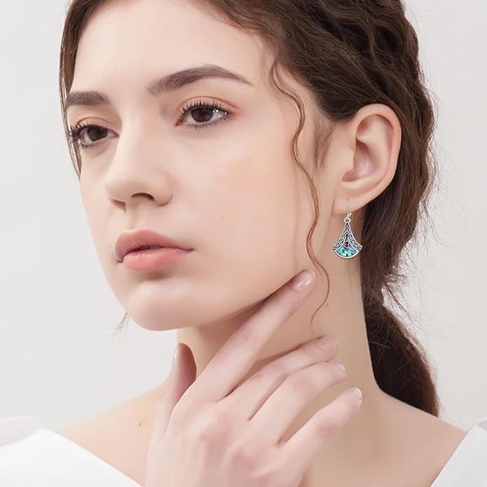 Abalone Shell Dangle Drop Earrings for Women 925 Sterling Silver Filigree Bohemian Earrings Jewelry Gift
