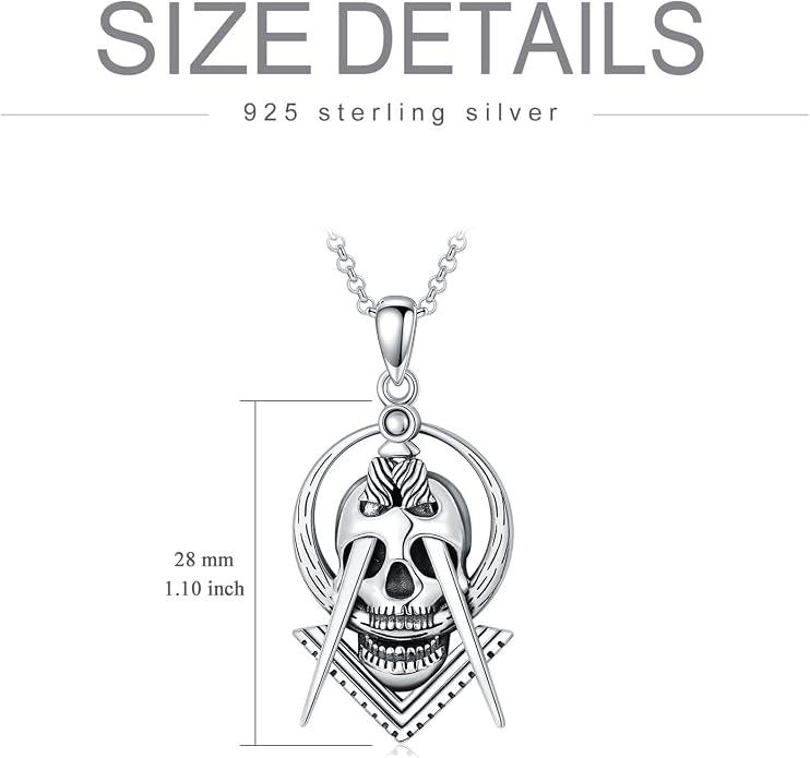 Skull/Skeleton Memento Mori Necklace 925 Sterling Silver Skull/Skeleton Pendant Hourglass Necklace Skull/Skeleton Jewelry for Men Women