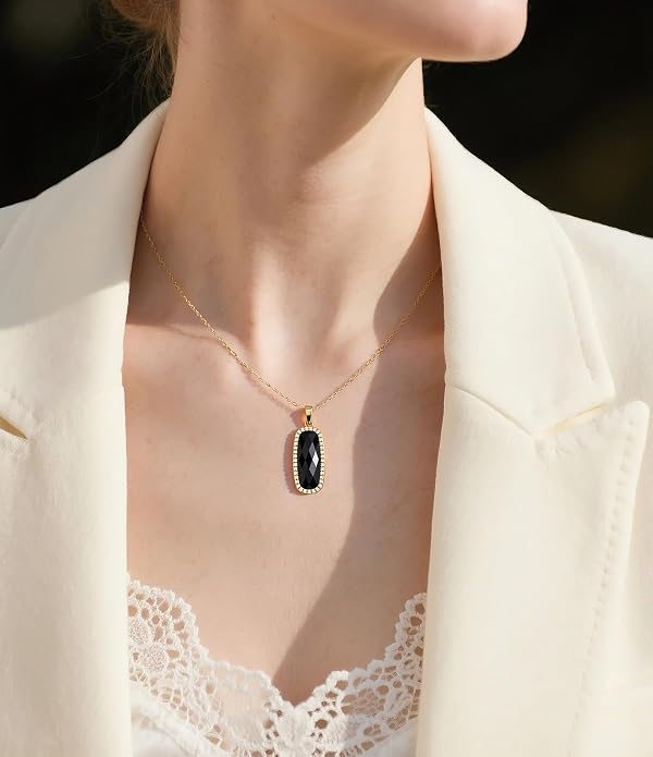 Natural Gemstone New Beginnings Birthday Graduation Gifts 925 Silver Jewelry Plated with 18K Gold Protection Necklace for Women