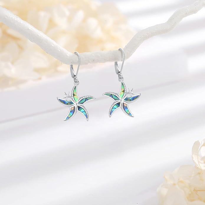 Black Cat/Turtle/Moonstone//Turquoise/Flower/Tree of Life Earrings Sterling Silver Cute Animal Leverback Dangle Earrings Jewelry Gifts