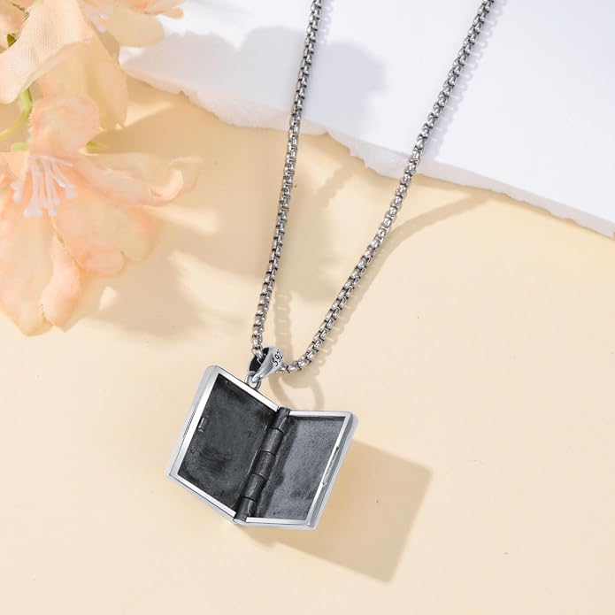 PELOVNY Locket Necklace That Holds Pictures 925 Sterling Silver Photo Locket Pendant Birthday Christmas Memorial Jewelry Gifts for Women Men