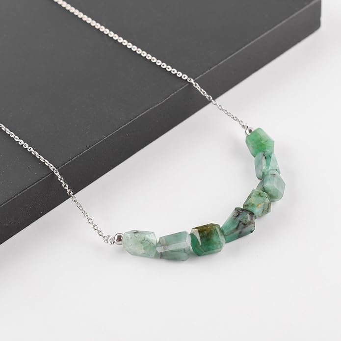 Natural Gemstone Dainty Pendant Necklace for Women Handmade Crystal Jewelry 925 Sterling Silver 18 Inch Chain Healing Chakra Christmas Birthday Gift for Her