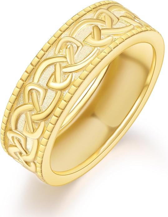 ADMETUS 925 Sterling Silver Celtic Knot Ring Wedding Band Rings for Men Celtic Jewelry Gifts for Men Rings Size 5-15