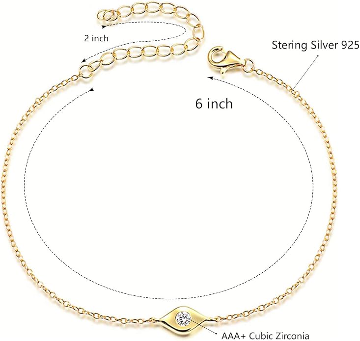 Dainty Evil Eye Bracelet Sterling Silver Bracelets