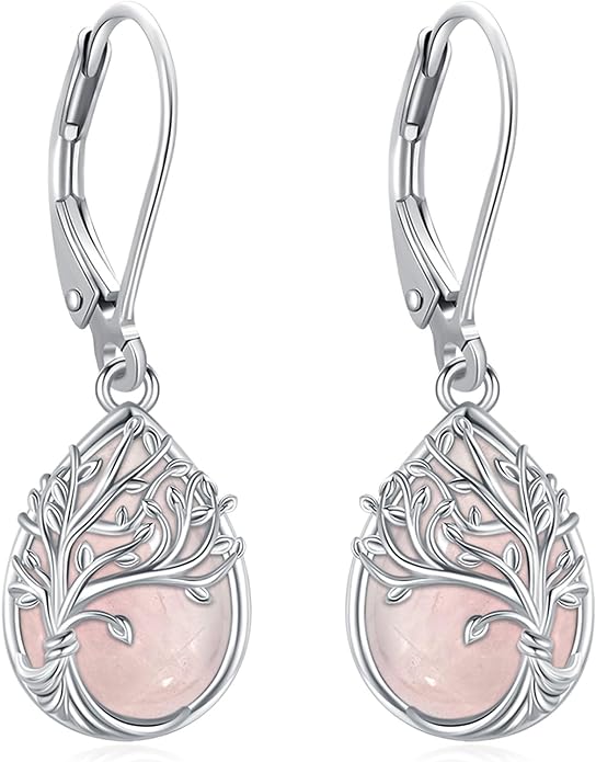 Tree of Life/Cat/Turtle/Butterfly/Flower/Celtic/Turquoise/Moonstone Dangle Earrings for Women Sterling Silver Cute Animals Drop Earrings Jewelry Gifts