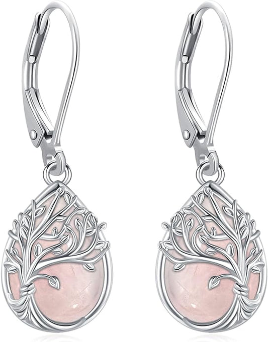 Tree of Life/Cat/Turtle/Butterfly/Flower/Celtic/Turquoise/Moonstone Dangle Earrings for Women Sterling Silver Cute Animals Drop Earrings Jewelry Gifts