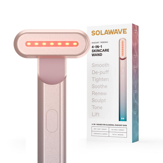 Solawave 4-in-1 Red Light Therapy Wand for Face & Neck | Beauty Device with Galvanic Current, Massager & Warmth | Anti-Aging, Wrinkle Reduction, Skin Tightening, Depuffing & Rejuvenation (Ombre)