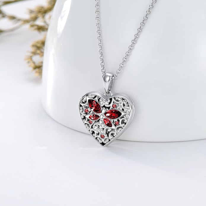 Dorunmo Personalized Locket Necklace 925 Sterling Silver that Holds Pictures Butterfly Birthstone Photo Heart Locket Custom Jewelry Congratulations New Beginnings New Job Gifts for Women