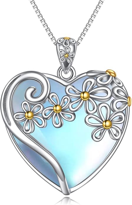 YAFEINI 925 Sterling Silver Moonstone Necklace Filigree Teardrop Pendant Necklace Jewelry for Women Girls