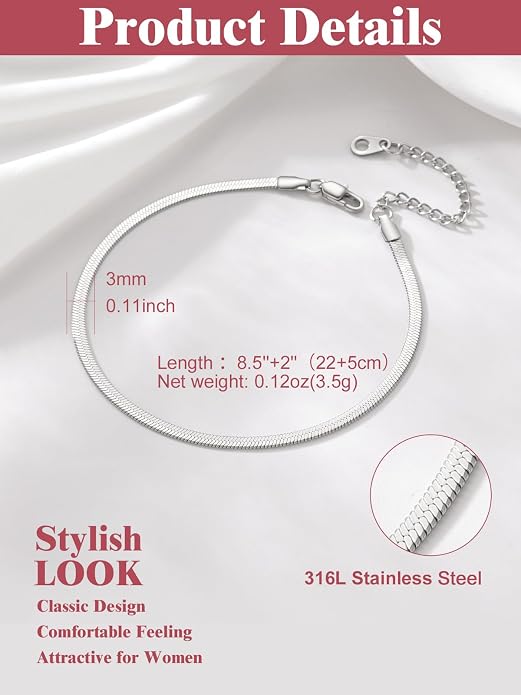 FOCALOOK 14K Gold Plated Anklets for Women Waterproof Plus Size Ankle Bracelet 8.5-10.5 Inch Adjustable Mariner/Figaro/Flat Snake/Cuban Link Chain Anklet Jewelry for Summer Beach Holiday
