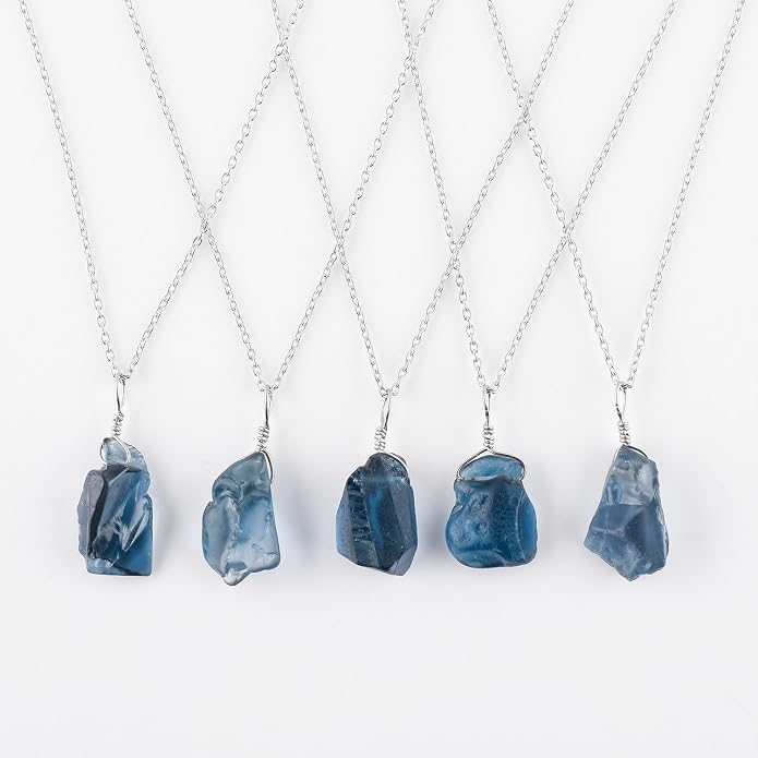 Raw Multi Gemstone Pendant Necklace for Women, Healing Crystal Chakra Stone Birthstone, 925 Sterling Silver Birthday Christmas Gifts for Her