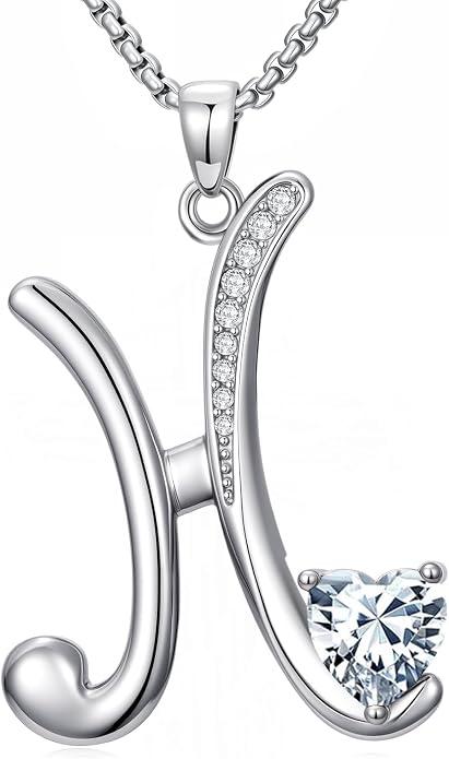 Birthday Gifts for Women Alphabet A to Z Initial Birthstone Pendant Necklaces for Women - 18k White Gold Plated Personalized Name Jewelry Anniversary Graduation Gifts for Wife Her Daughter Girlfriend(with Gift Box)