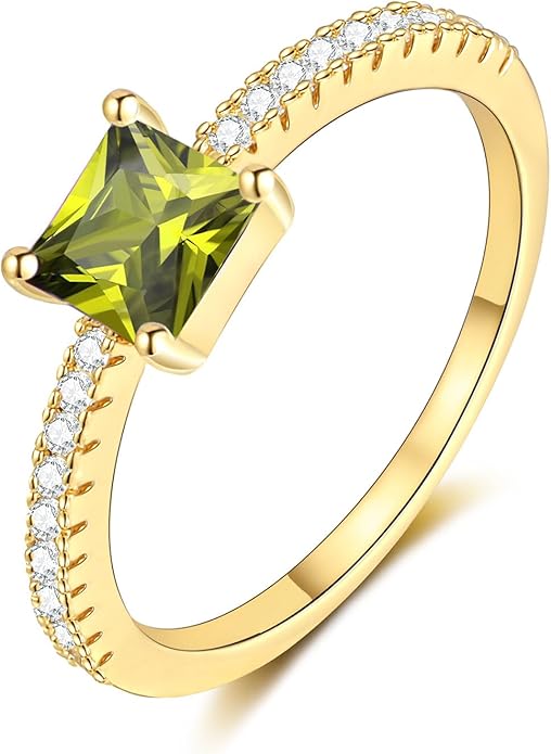 Birthstone Gold Rings for Women Non Tarnish 14K Gold Plated Stackable Cubic Zirconia Thumb Rings Dainty Cute Emerald Eternity Band Pinky Ring Engagement Wedding Promise Rings Jewelry Gifts
