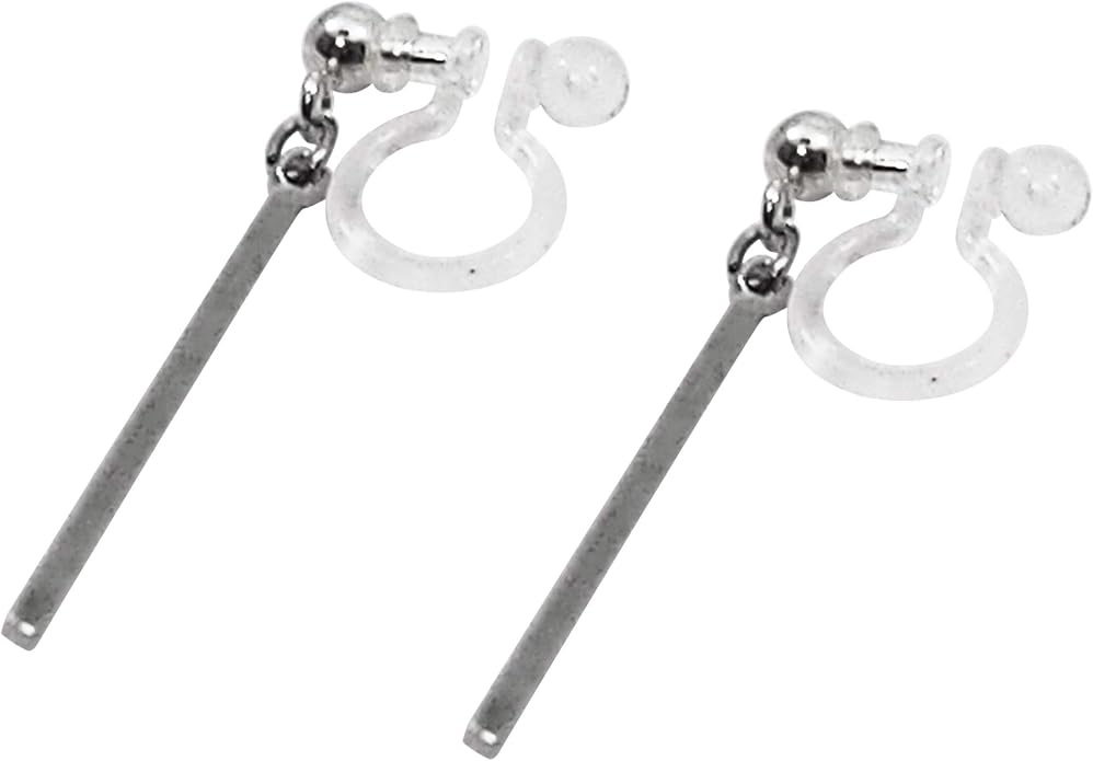 Comfortable Stick Invisible Clip On Earrings Gold Dangle Long Waved Threader Bar Clip-On Non Pierced Earrings Silver For Women,…