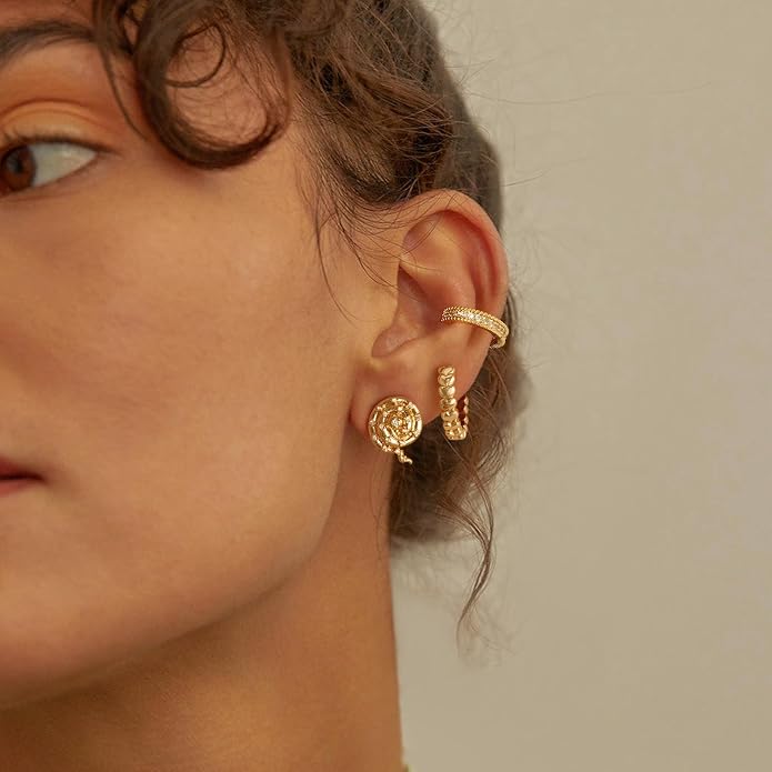 MYEARS Women Ear Cuff Earring Gold Non Pierced Ear Cartilage Clip on Wrap Hoop 14K Gold Filled Tiny Boho Beach Simple Minimalist Delicate Handmade Hypoallergenic Jewelry Gift-Sold as Single/Pair