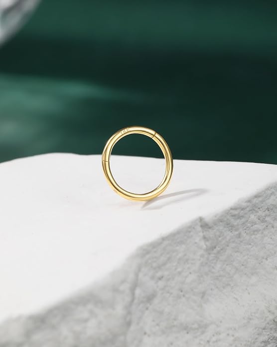 COCHARM 14K Solid Gold 18g/16g Nose Rings 16G Septum Rings Yellow Gold Tragus Helix Cartilage Conch Earring Hoops 18 Gauge Piercing Hoop