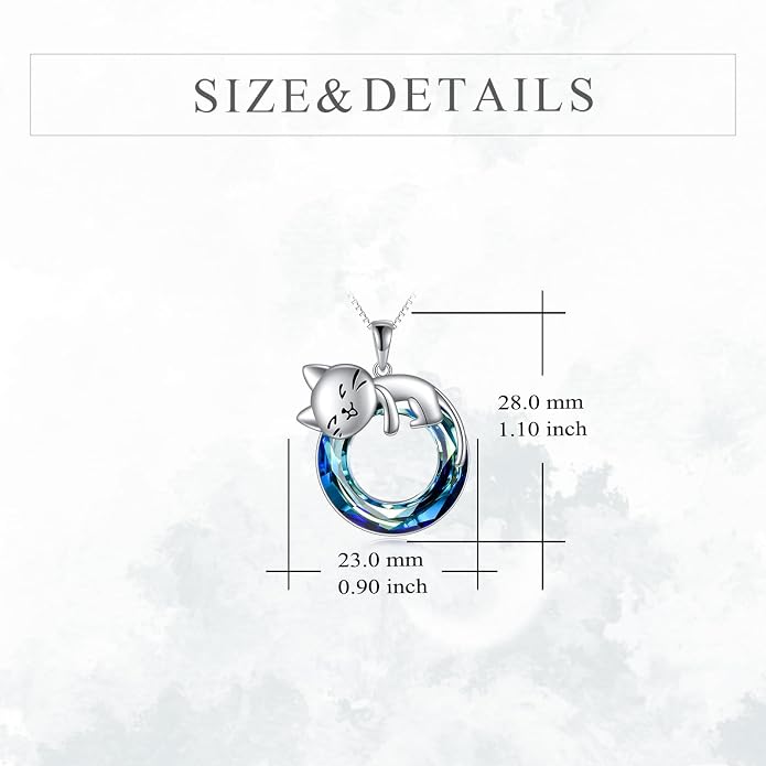 Cat Necklace Sterling Silver Cat Zircon Pendant Gothic Jewelry for Women Animal Lovers Gifts