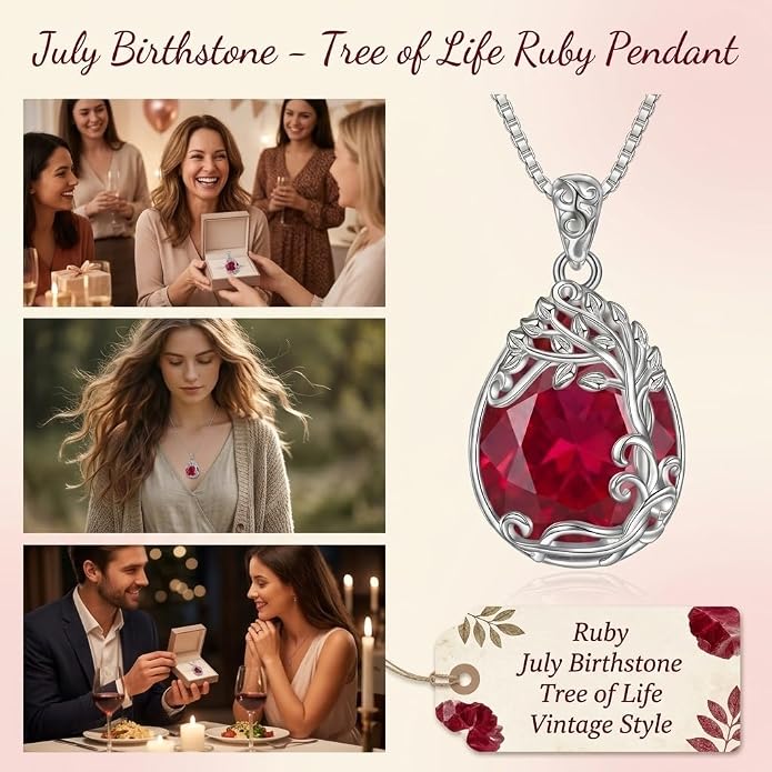 Teardrop Moonstone Necklace for Women Tree of Life/Filigree Birthstone Pendant Necklace Jewelry