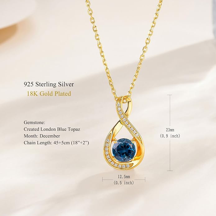 925 Sterling Silver Birthstone Necklace for Women Infinity Necklaces Birthday Anniversary Fine Jewelry Gifts for Mother Women, Adjustable Chain