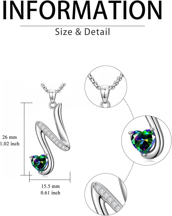 Birthday Gifts for Women Alphabet A to Z Initial Birthstone Pendant Necklaces for Women - 18k White Gold Plated Personalized Name Jewelry Anniversary Graduation Gifts for Wife Her Daughter Girlfriend(with Gift Box)